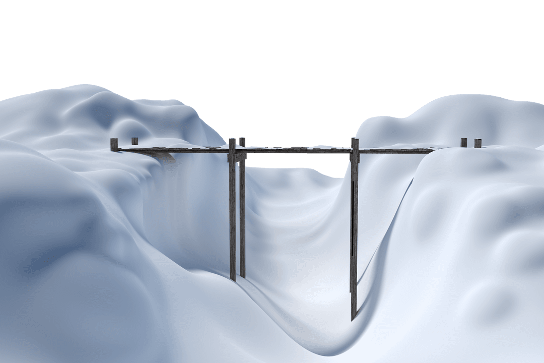 Transparent Bridge over Snow-Covered Mountain Chasm