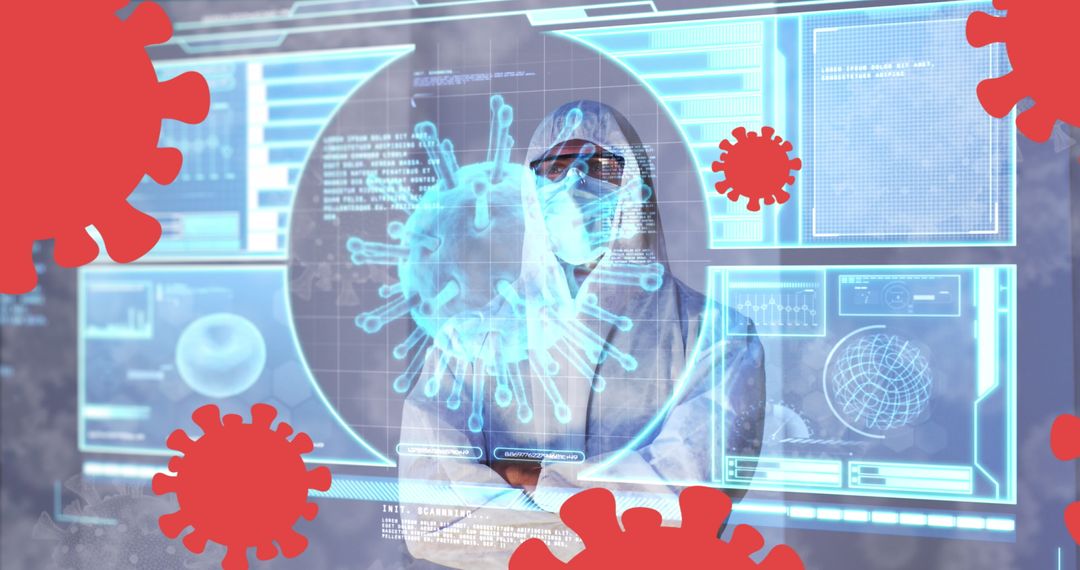 Medical Worker Analyzing COVID-19 Data with Advanced Technology