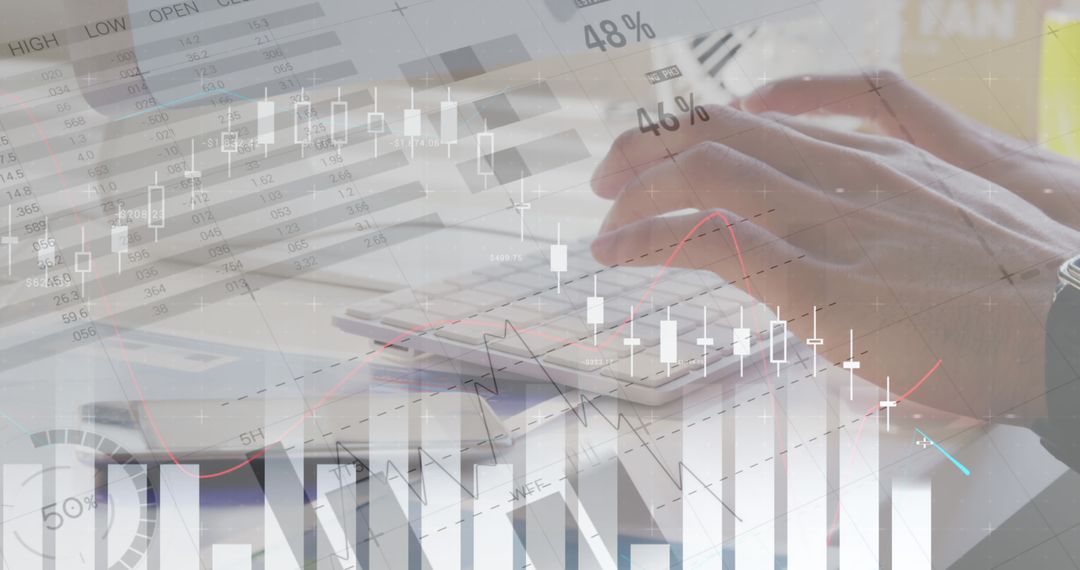 Financial Technology Keyboard Overlay with Stock Charts