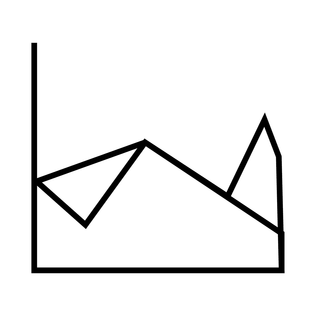 Black Area Chart on Transparent PNG Background for Data Presentation