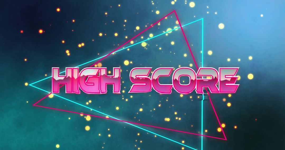 Neon Retro High Score Banner with Triangles And Particle Effects