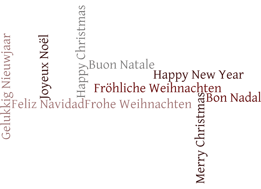 Multilingual Christmas Greetings Text on Transparent Background