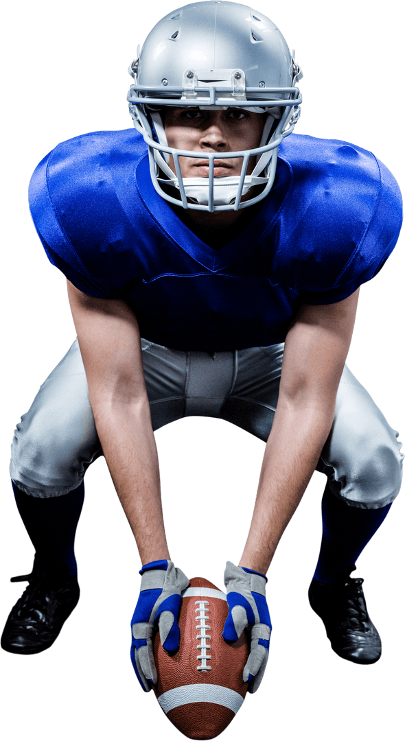 Transparent Football Player Preparing Play in Action Stance