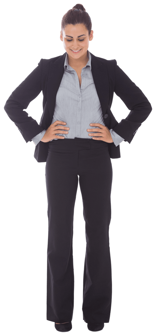 Transparent Confident Smiling Businesswoman in Professional Attire