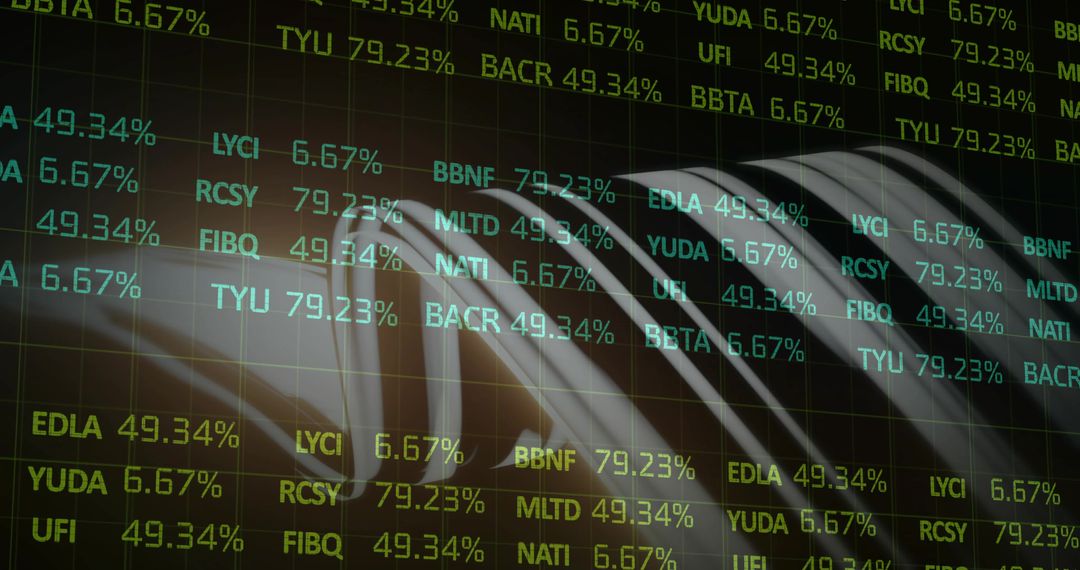 Streaming neon stock tickers across glossy data tubes on dark grid dashboard