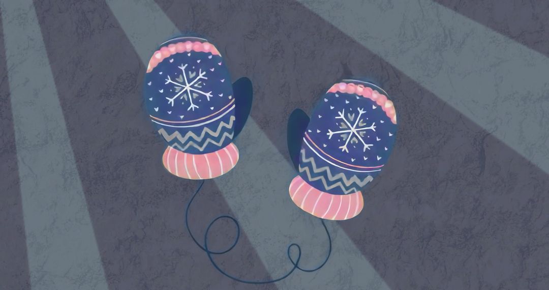 Cozy Blue Mittens with Winter Snowflakes Design