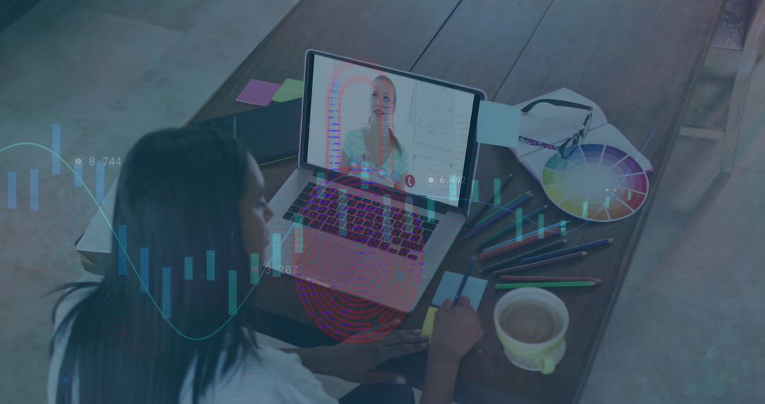 Remote Business Meeting with Financial Technology Interface