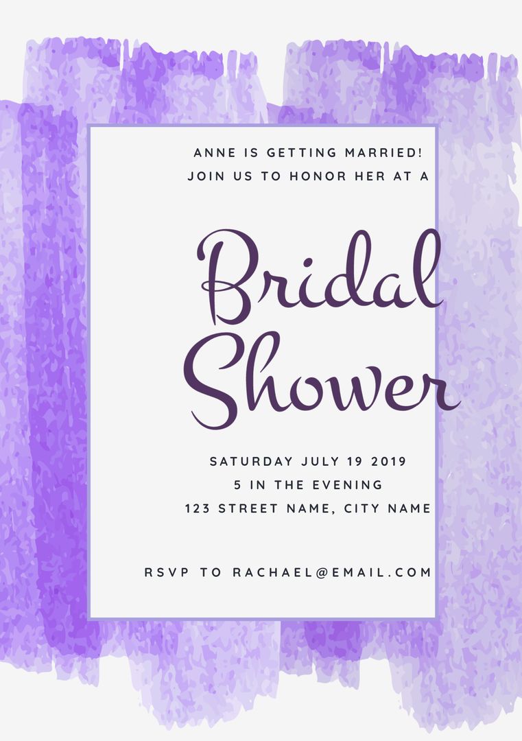 Elegant Bridal Shower Invitation with Purple Watercolor Design - Download Free Stock Templates Pikwizard.com