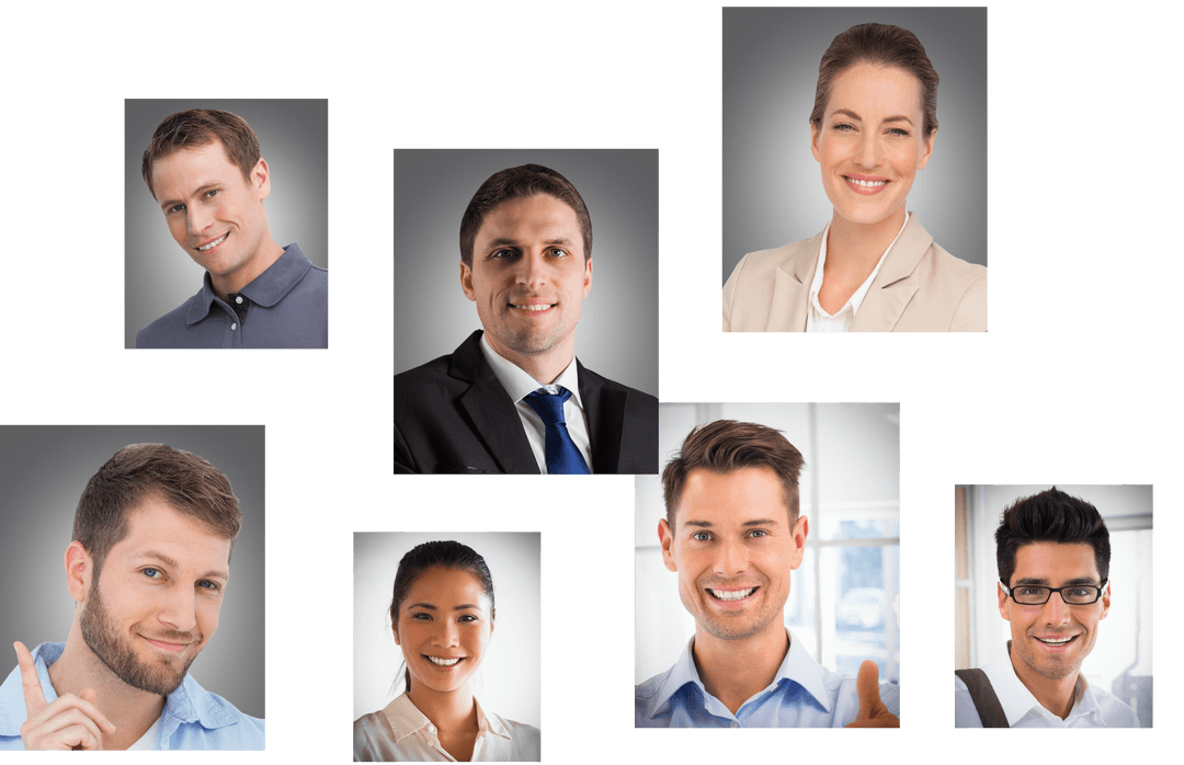 Transparent Collage of Smiling Business Professionals on Isolated Background