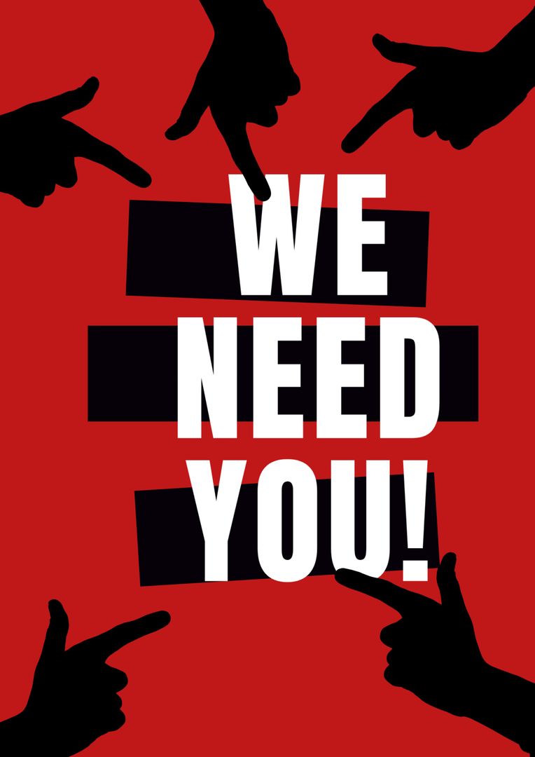 Bold Recruitment Message With Pointing Fingers