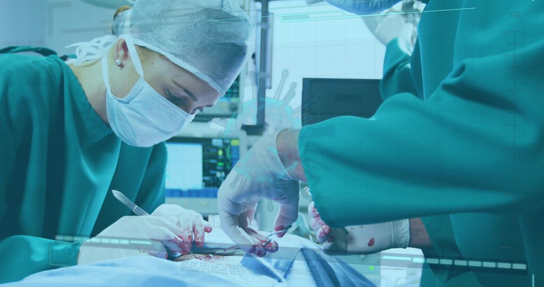 Surgeons Performing Critical Operation in Modern Operating Room