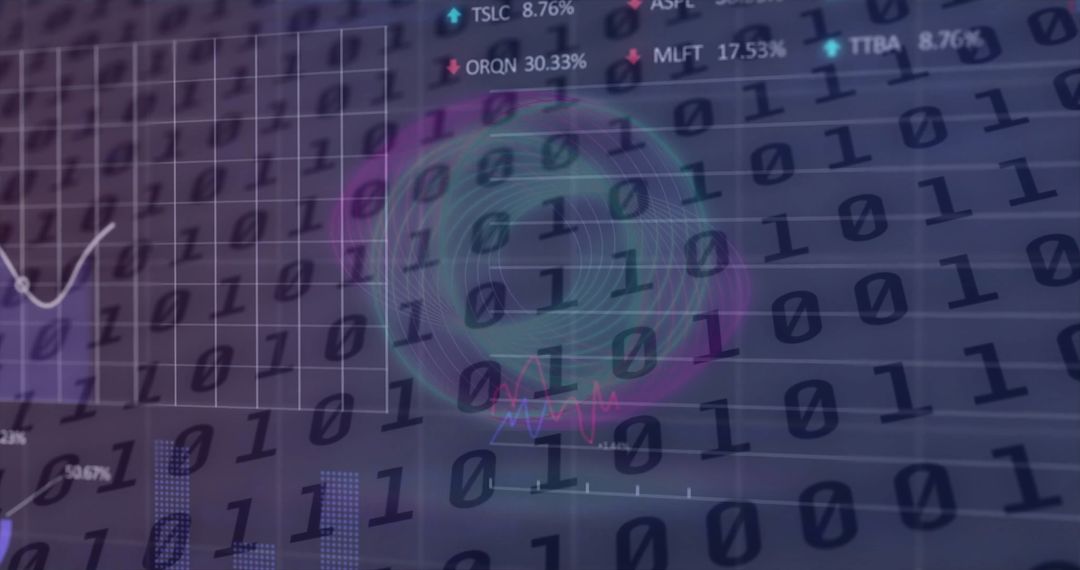 Digital Financial Data Processing with Binary Code Overlay - Free Images, Stock Photos and Pictures on Pikwizard.com