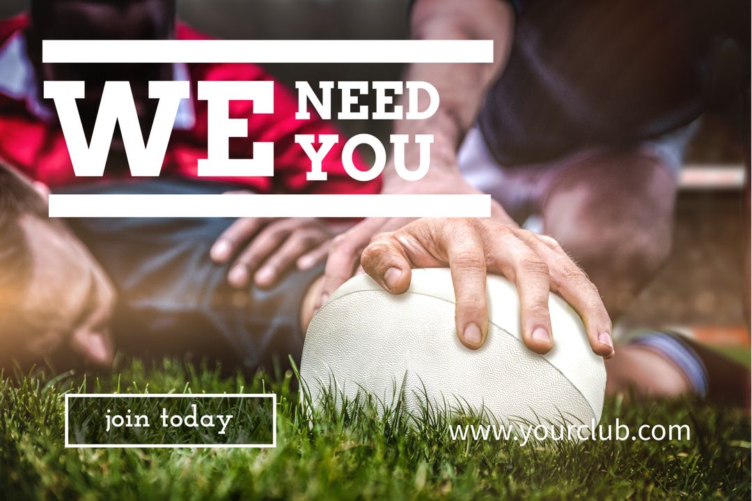 Rugby Recruitment Drive with Empowering Call to Action - Download Free Stock Templates Pikwizard.com