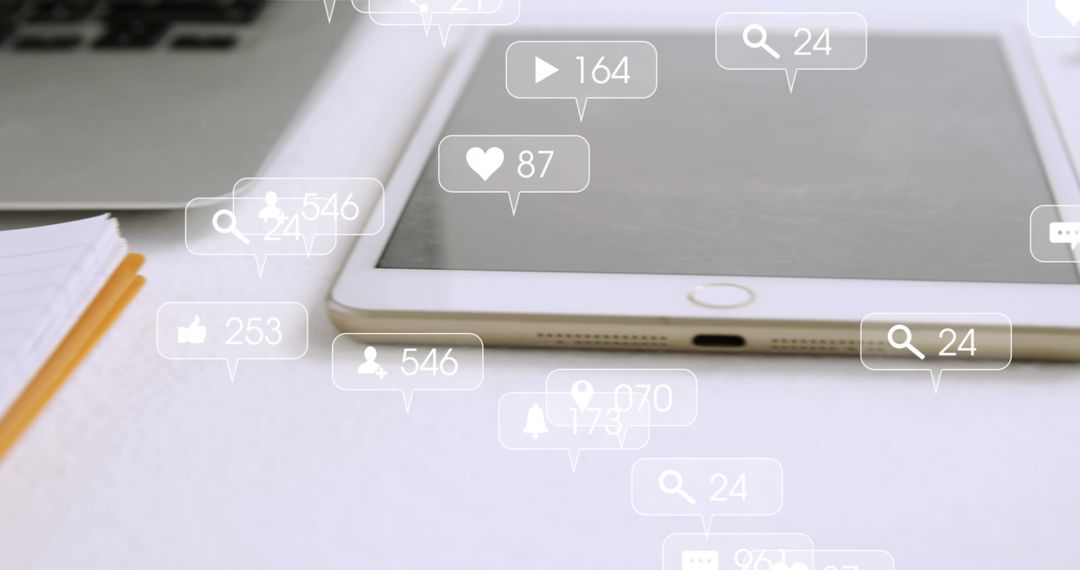 Digital Networking with Social Media and Technology Icons