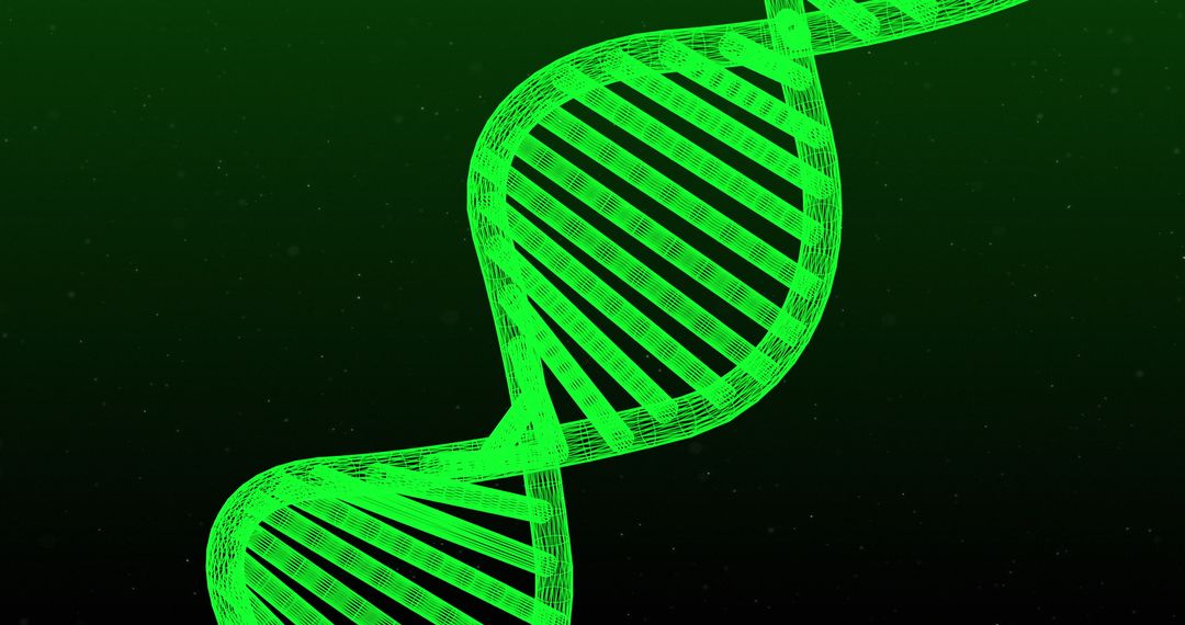 Green Glowing 3D DNA Double Helix in Motion