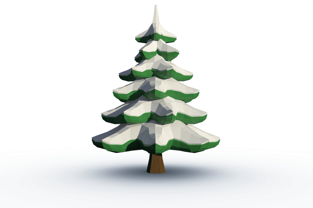 Digital Illustration of Snow-Covered Tree on Transparent Background