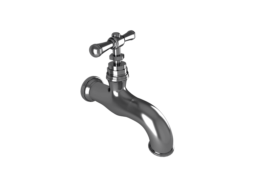 Transparent Metallic Faucet on Isolated Background for Plumbing Concepts