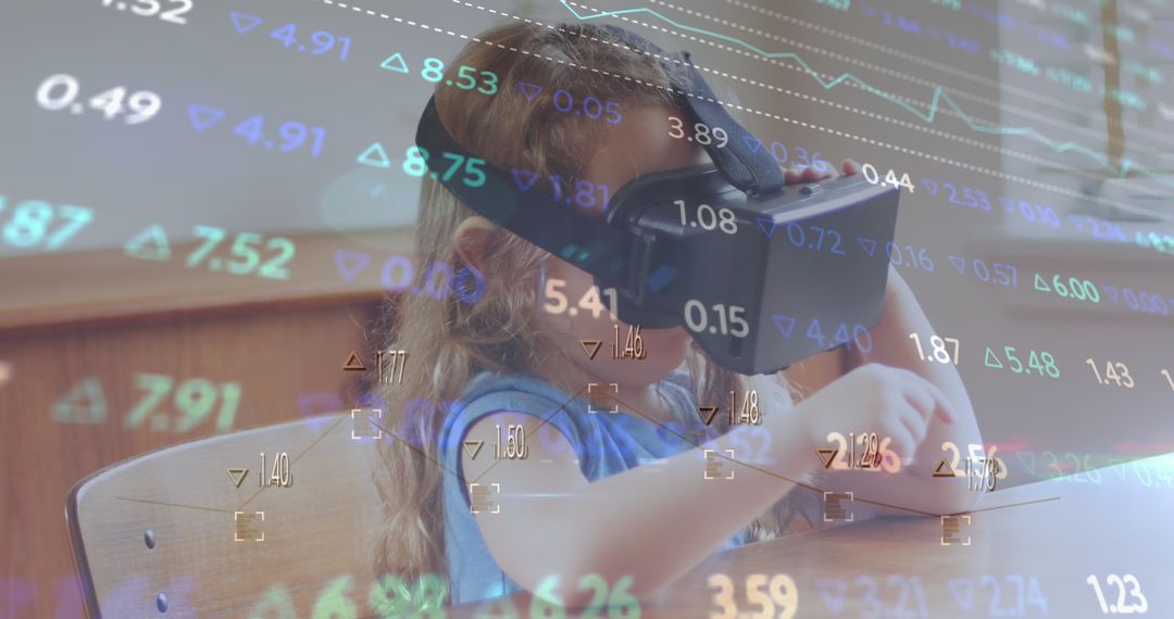 Child Exploring Virtual Reality in Tech-Inspired Financial Setting