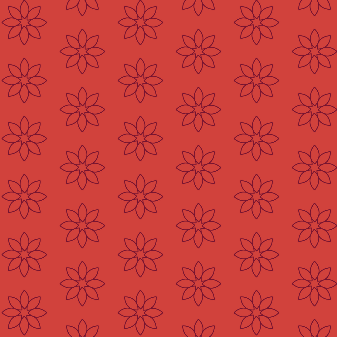 Seamless Red Black Floral Pattern on Transparent Background