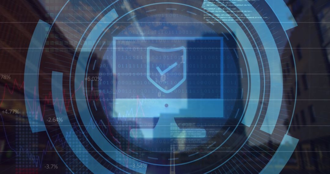 Cybersecurity and Digital Protection Concept in Urban Abstract