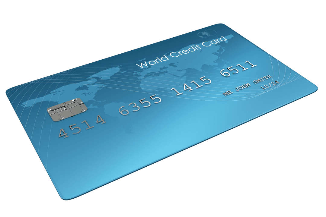 Blue Credit Card Illustration on Transparent Background
