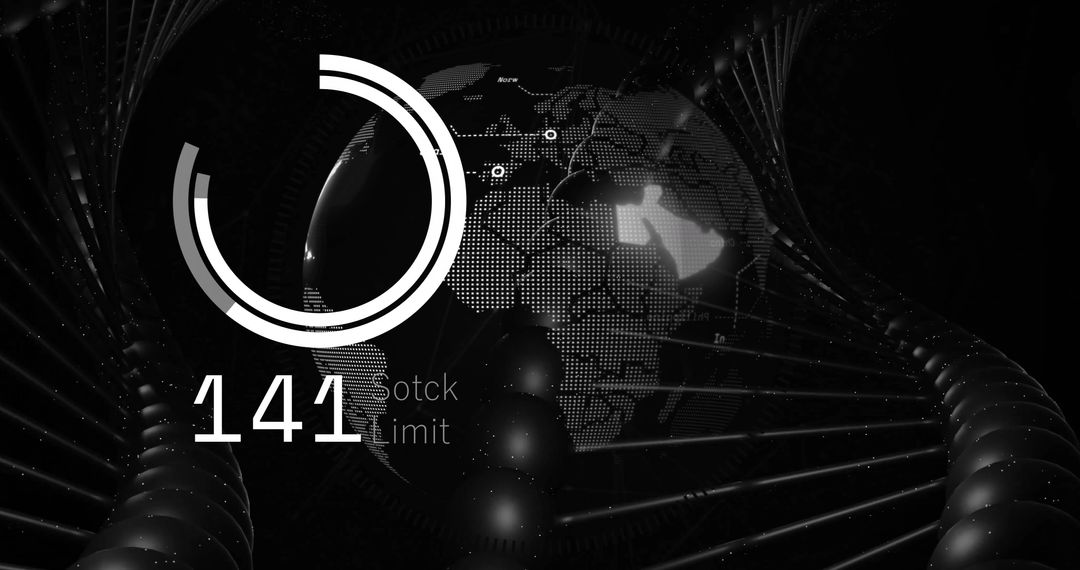 Futuristic Digital World Map with Data Analytics Overlay