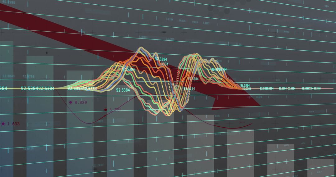 Financial Dashboard KPI Trends With Downward Arrow and Performance Data