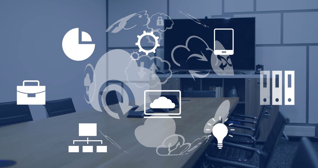 Innovative Office Technology with Global Data Icons