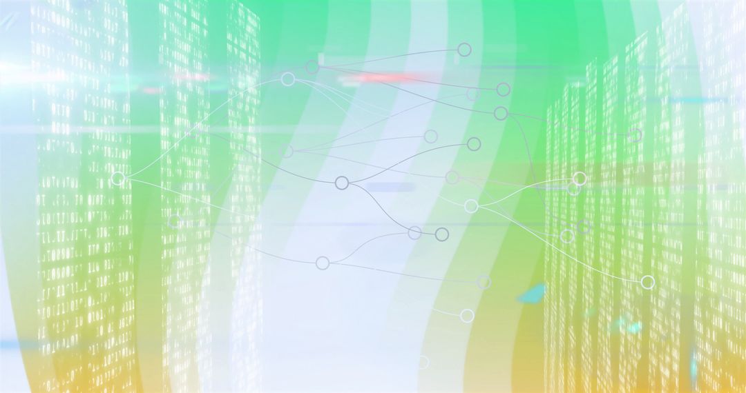 Abstract Futuristic Network Diagram with Binary Code