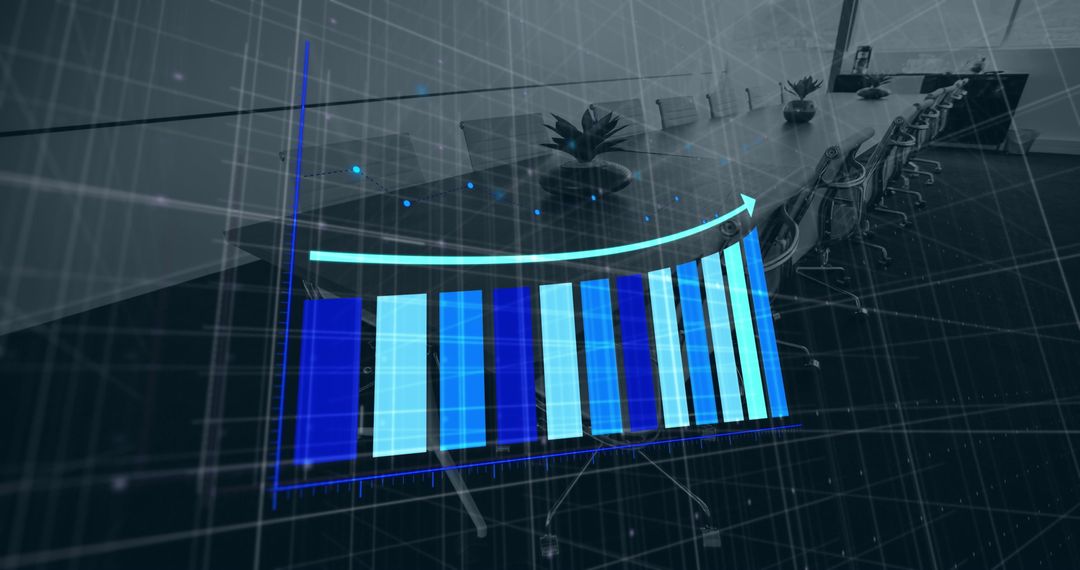 Digital Growth Bar Graph in Empty Conference Room