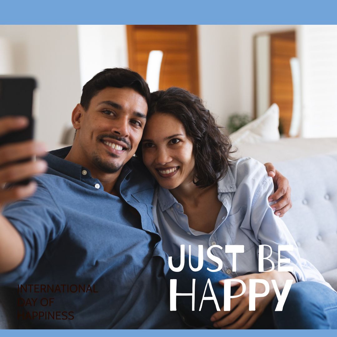 Smiling Couple Taking Selfie Promoting Happiness