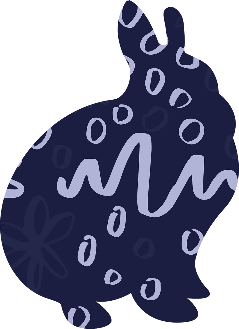 Whimsical Easter Rabbit with Pattern Transparent Vector Illustration