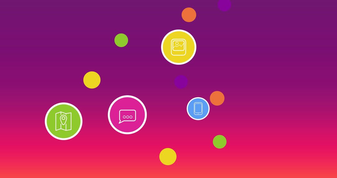 Colorful Media Icons on Gradient Background Template