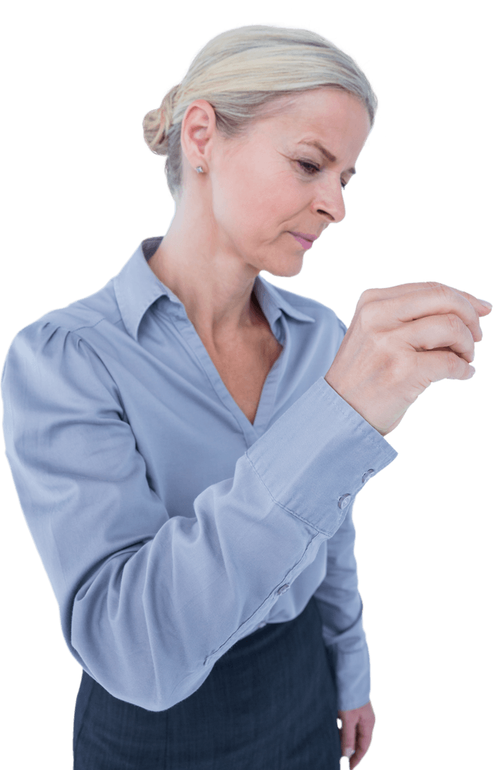 Caucasian Businesswoman Pointing on Transparent Interface