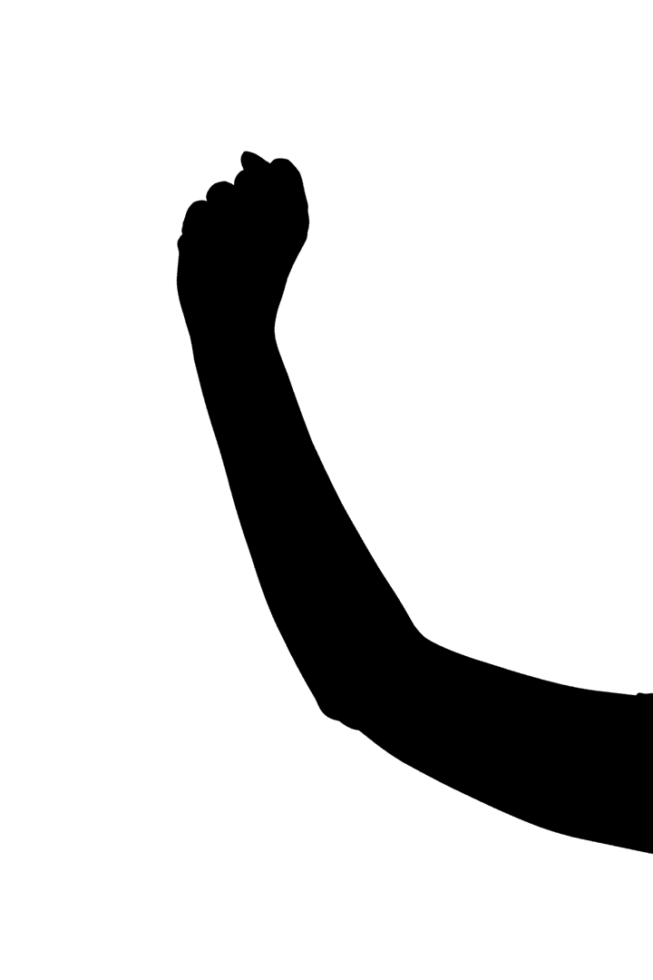 Silhouette of Raised Fist on Transparent Background Symbolizing Power