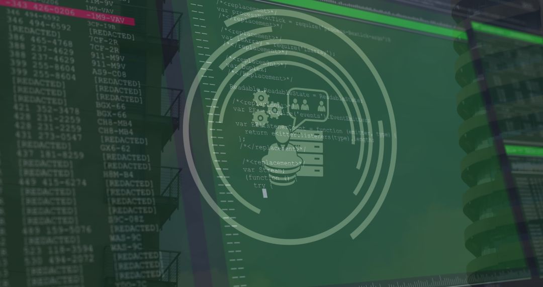 Futuristic Data Processing Interface with Tech Icons