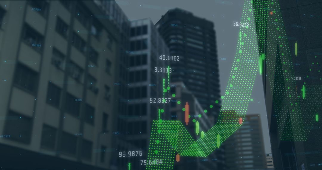 Digital Financial Data and Modern City Skyline Fusion