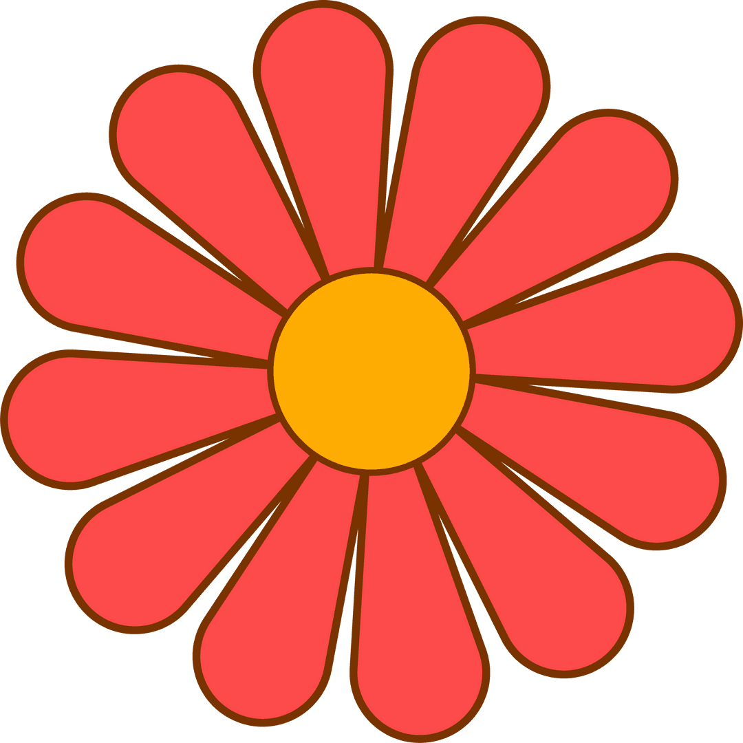 Minimalist Botanical Daisy Flower Icon on Transparent Design