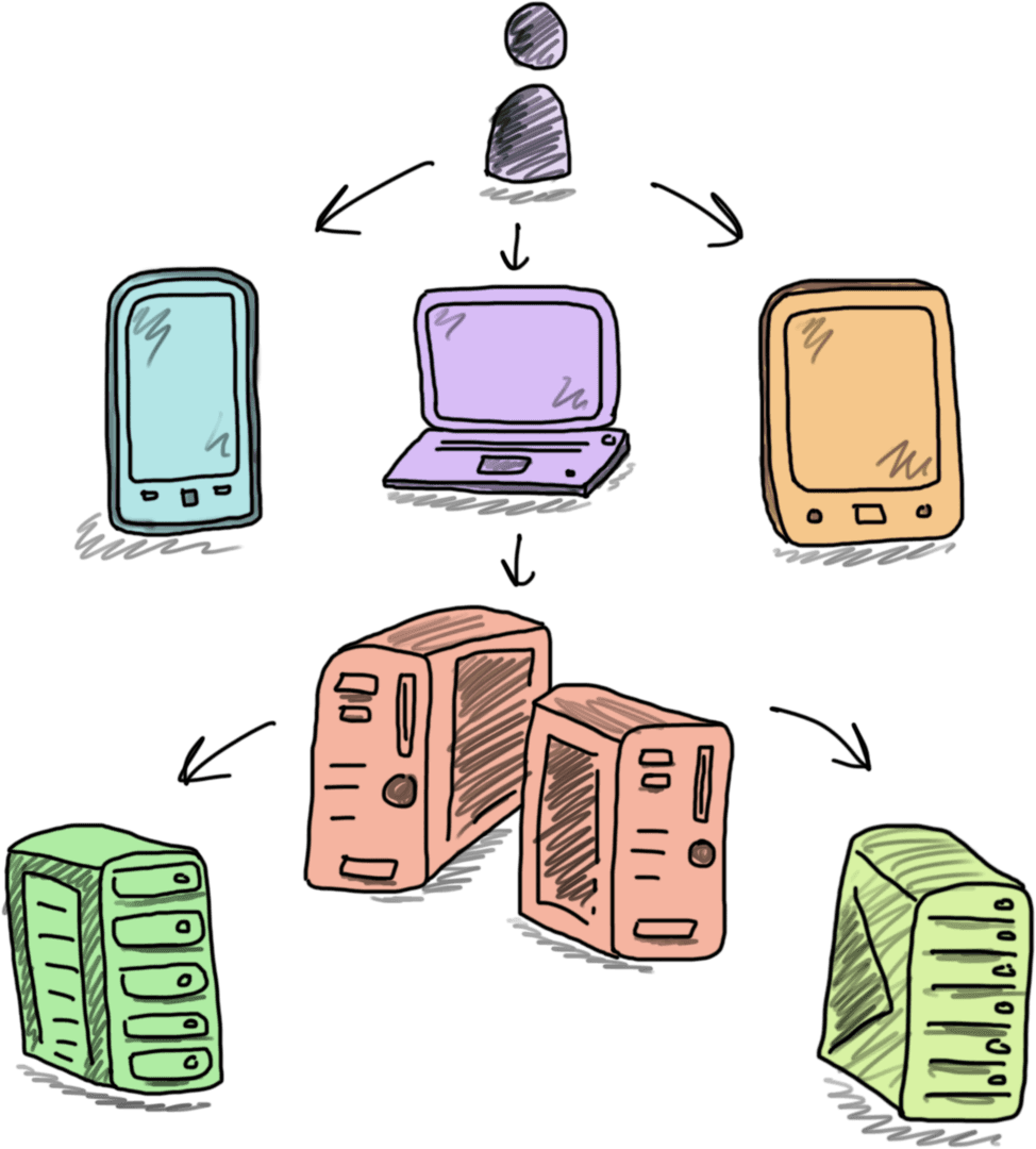 Colorful Electronics on Transparent Background Illustrating Network Concept