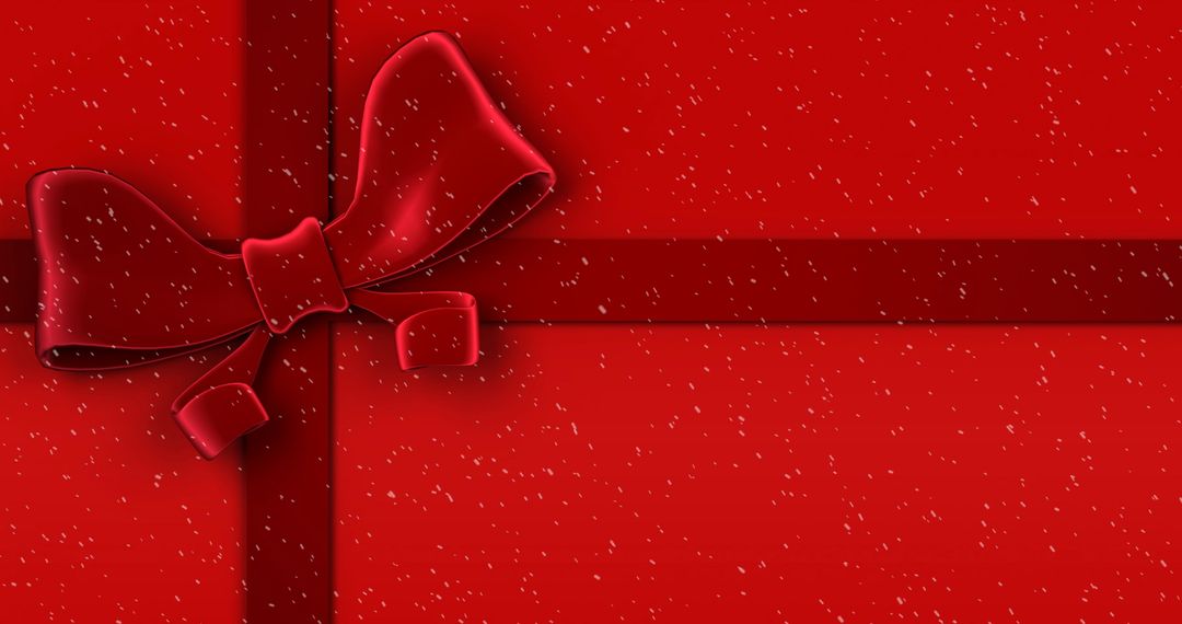 Festive Red Gift Box with Snowfall Effect Minimalist Design