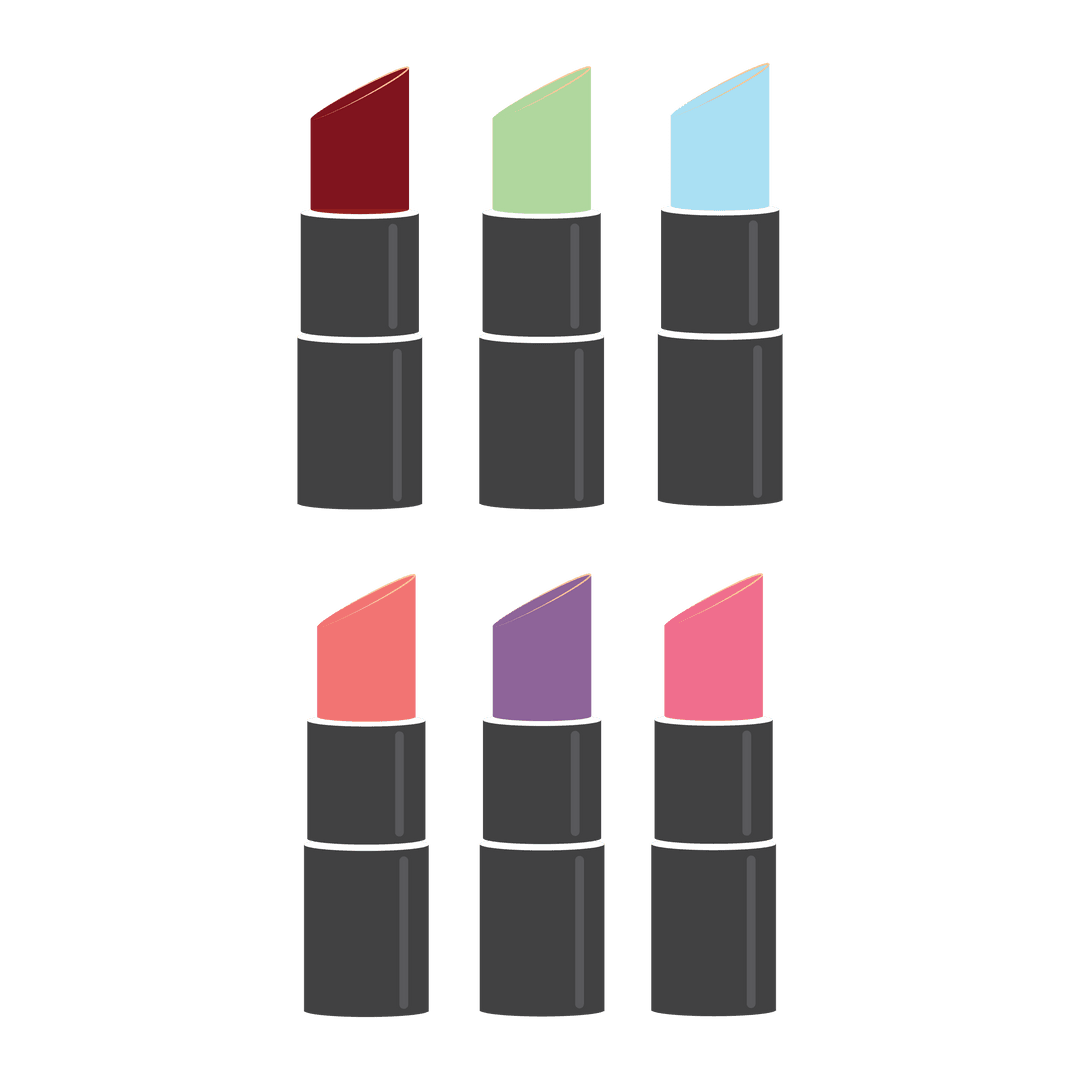 Colorful Lipsticks on Transparent Background for Cosmetics Design