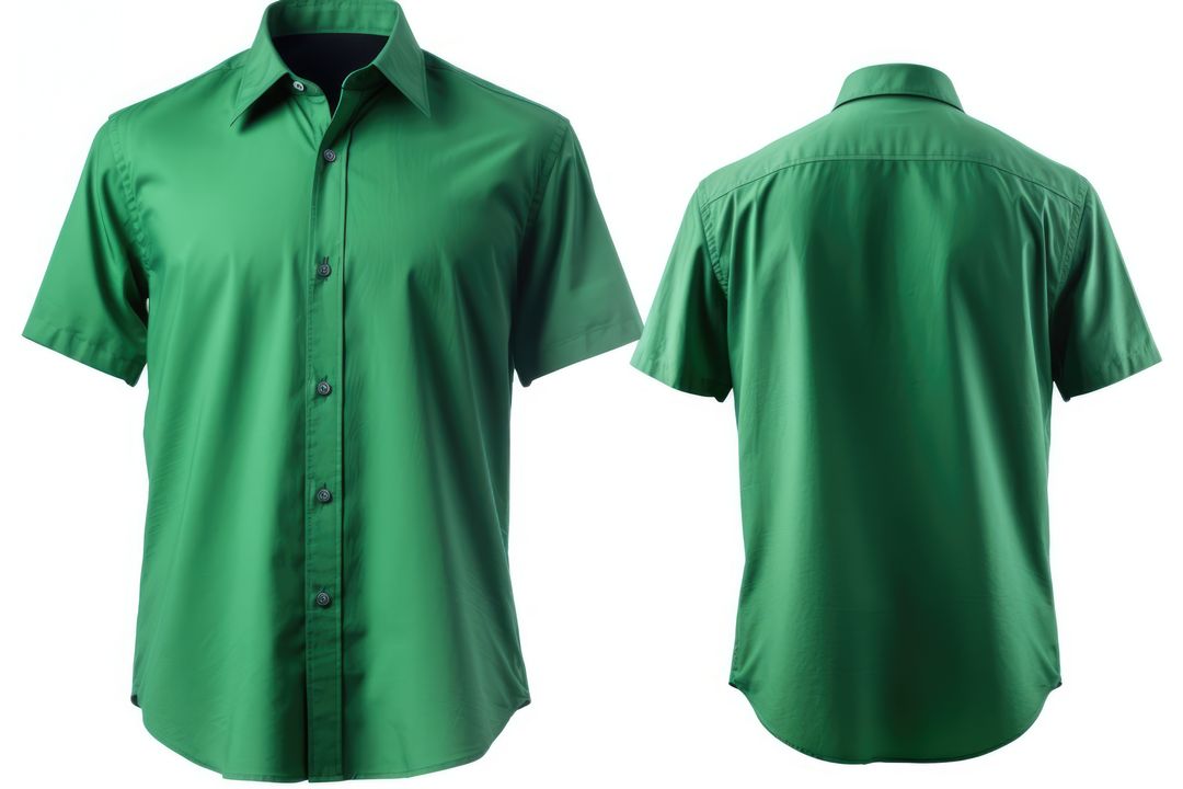 Green Short-Sleeve Shirt Front and Back View - Free Images, Stock Photos and Pictures on Pikwizard.com