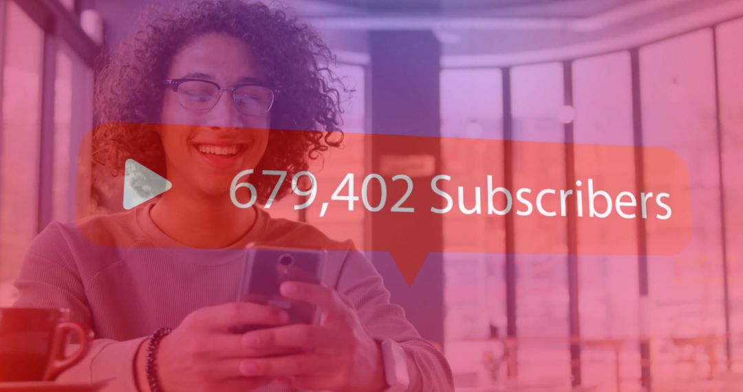 Happy Man Checking Growing Subscriber Count on Smartphone