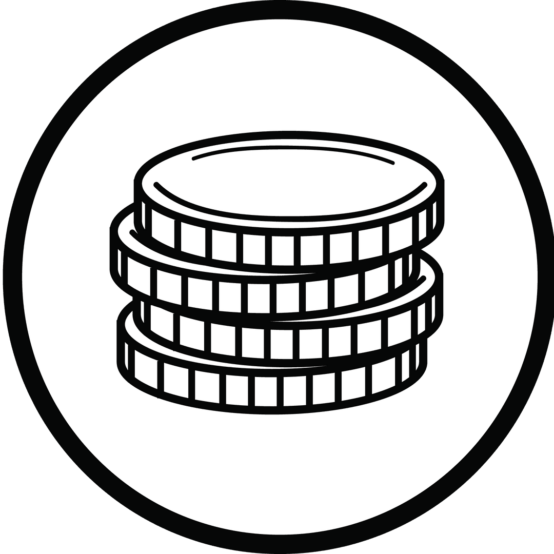 Digital Illustration of Coin Pile in Circle with Transparent Background