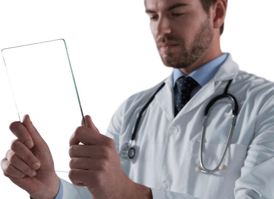 Transparent Interface Medical Technology with Male Doctor