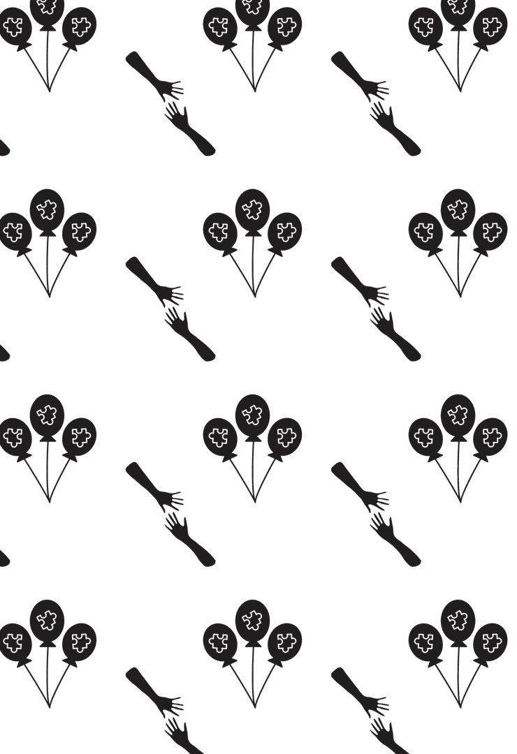 Hands and Balloons Pattern on Transparent Background