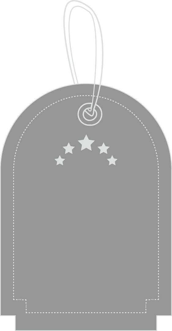Grey Name Tag Illustration with Stars on Transparent Background