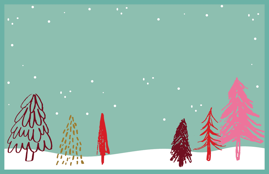 Whimsical Transparent Winter Landscape with Stylized Christmas Trees