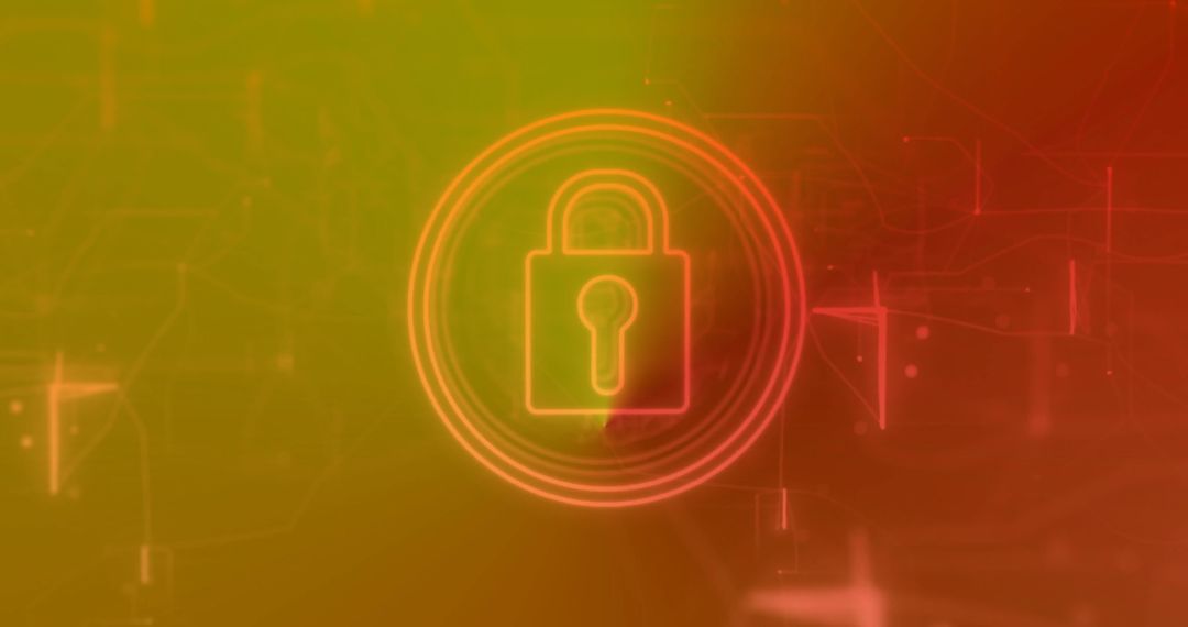 Glowing Padlock Icon on Digital Interface Symbolizing Cybersecurity