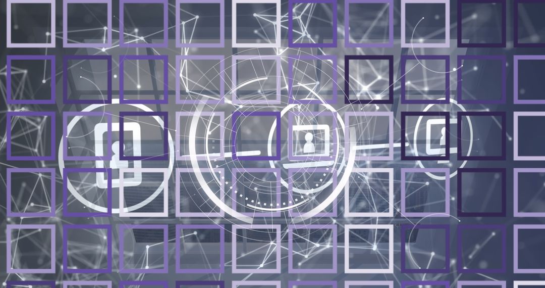 Futuristic HUD Interface with Digital Grid and Connections